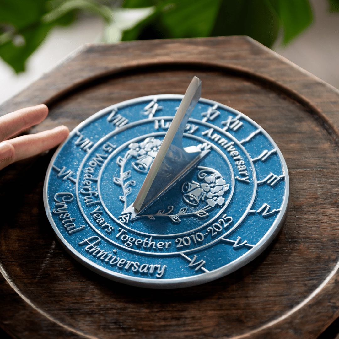 Crystal 15th Anniversary Sundial Gift - The Metal Foundry