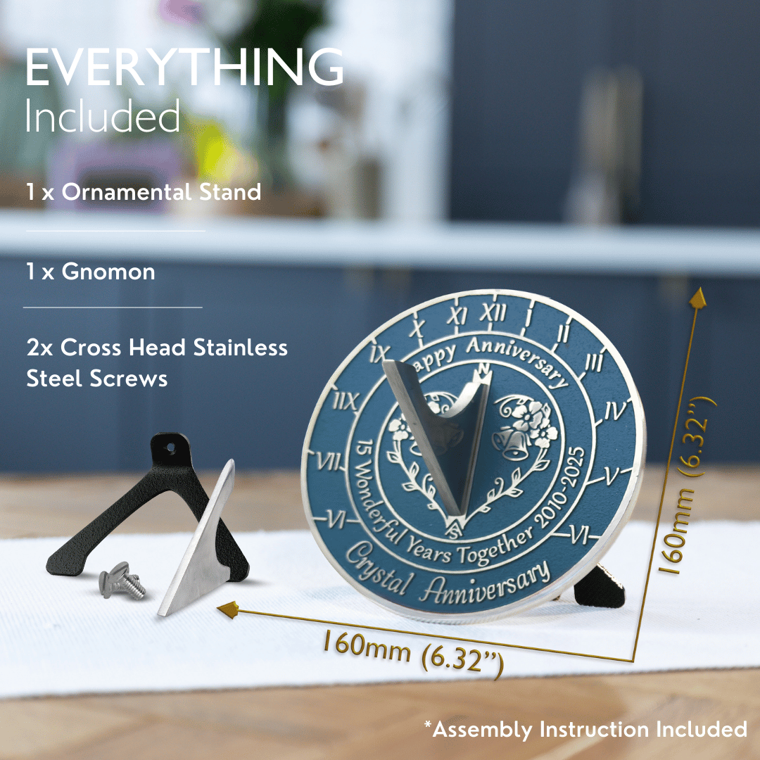 Crystal 15th Anniversary Sundial Gift - The Metal Foundry