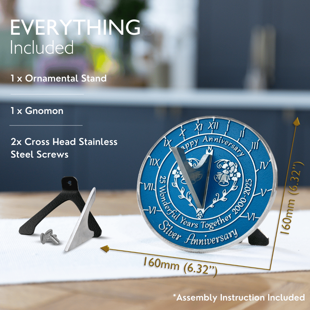 Silver 25th Anniversary Sundial Gift - The Metal Foundry