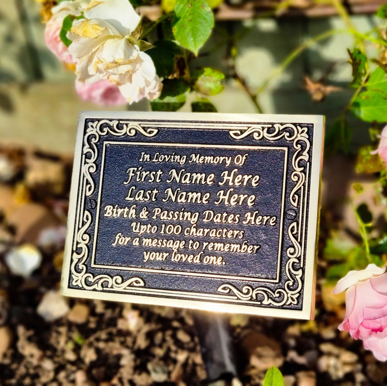 Ornate Personalised Memorial Plaque - The Metal Foundry